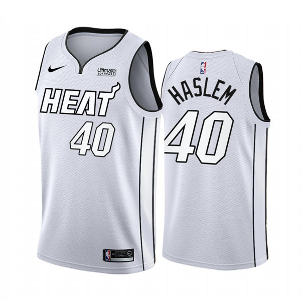 Mens Miami Heat #40 Udonis Haslem Nike White silver 2022 NBA Playoffs Mantra Jersey