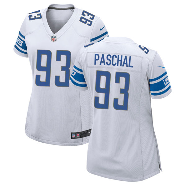 Womens Detroit Lions #93 Josh Paschal Nike White Limited Player Jersey
