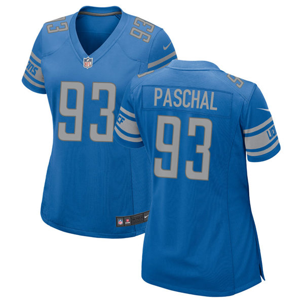 Womens Detroit Lions #93 Josh Paschal Nike Blue Limited Player Jersey