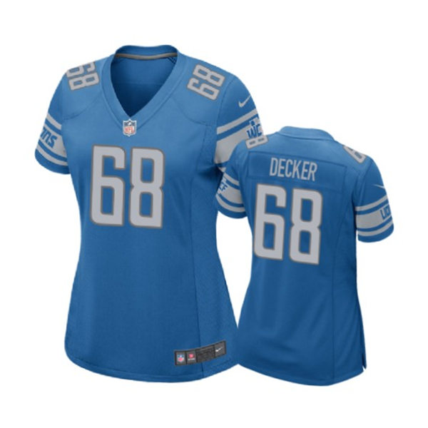 Womens Detroit Lions #68 Taylor Decker Nike Blue Limited Player Jersey