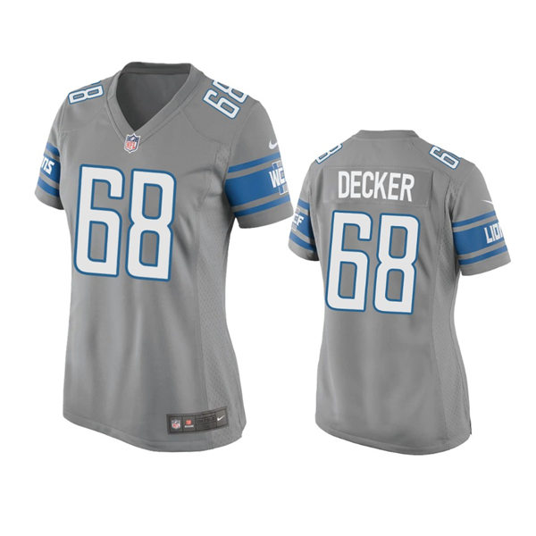 Womens Detroit Lions #68 Taylor Decker Nike Silver Color Rush Limited Jersey