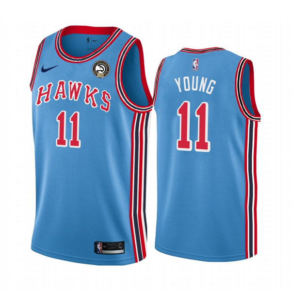 Mens Atlanta Hawks #11 Trae Young Blue 50th Anniversary Classic Jersey