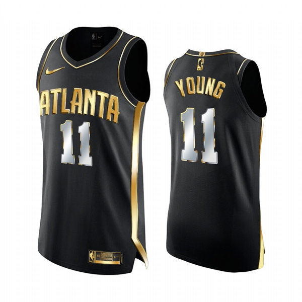 Mens Atlanta Hawks #11 Trae Young 2021 Black Golden Edition Limited Jersey