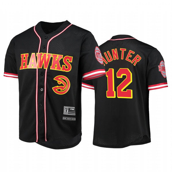 Mens Atlanta Hawks #12 De'Andre Hunter Black Pro Standard Capsule Baseball Jersey