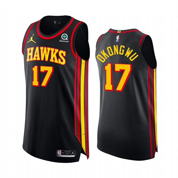 Mens Atlanta Hawks #17 Onyeka Okongwu Black Statement Edition Swingman Jersey