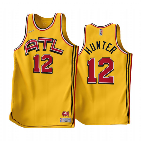 Mens Atlanta Hawks #12 De'Andre Hunter Yellow 2022-23 Earned Edition Jersey