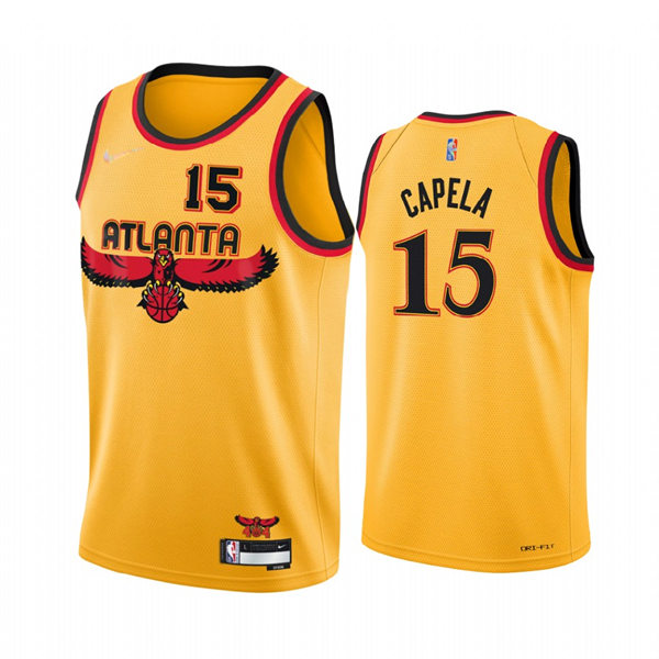 Mens Atlanta Hawks #15 Clint Capela Gold 2021-22 City Edition Jersey