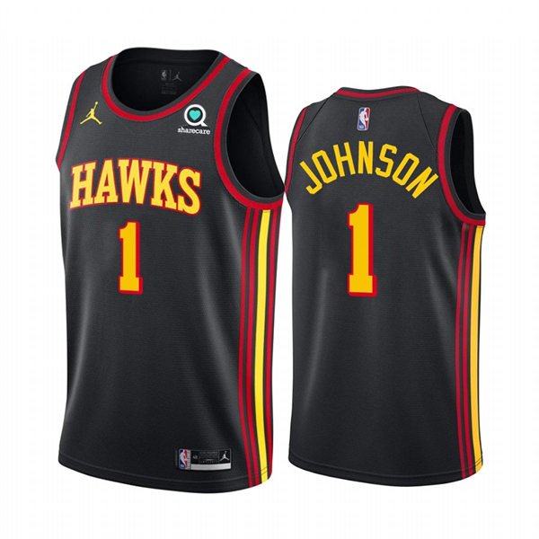 Mens Atlanta Hawks #1 Jalen Johnson  Black Statement Edition Swingman Jersey