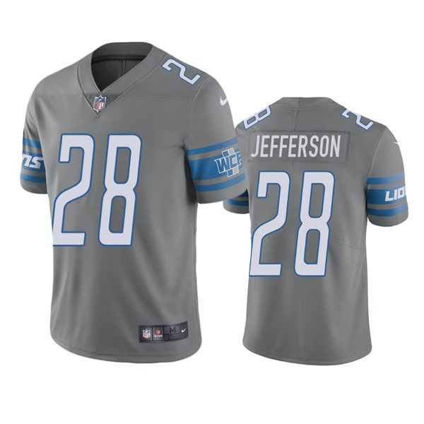 Mens Detroit Lions #28 Jermar Jefferson Nike Silver Color Rush Limited Player Jersey