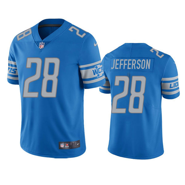 Mens Detroit Lions #28 Jermar Jefferson Nike Blue Vapor Untouchable Limited Jersey