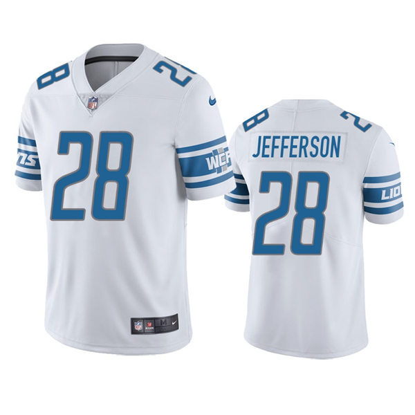 Mens Detroit Lions #28 Jermar Jefferson Nike White Vapor Untouchable Limited Jersey