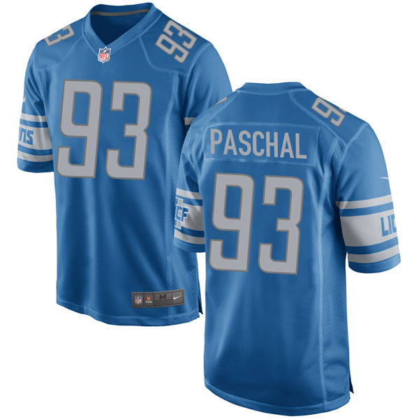 Mens Detroit Lions #93 Josh Paschal Nike Blue Vapor Untouchable Limited Jersey