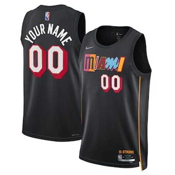 Mens Youth Miami Heat Custom Diamond Nike Black 2021-22 Miami City Edition Jersey