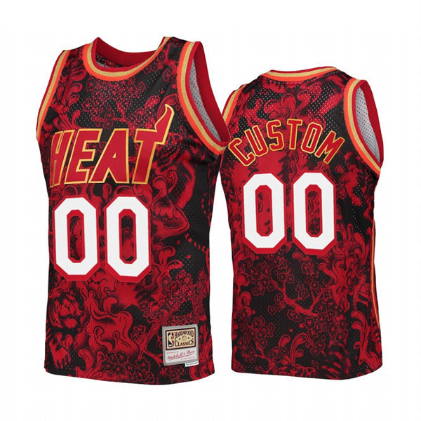 Mens Youth Miami Heat Custom Mitchell & Ness Hardwood Classics 1996-97 Lunar New Year Jersey Red