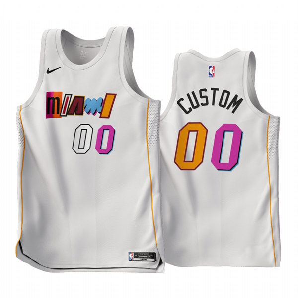 Mens Youth Miami Heat Custom Nike White 2022-23 Miami City Edition Jersey