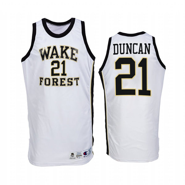 Mens Youth Wake Forest Demon Deacons #21 Tim Duncan Nike White Retro College Basketball  Jersey
