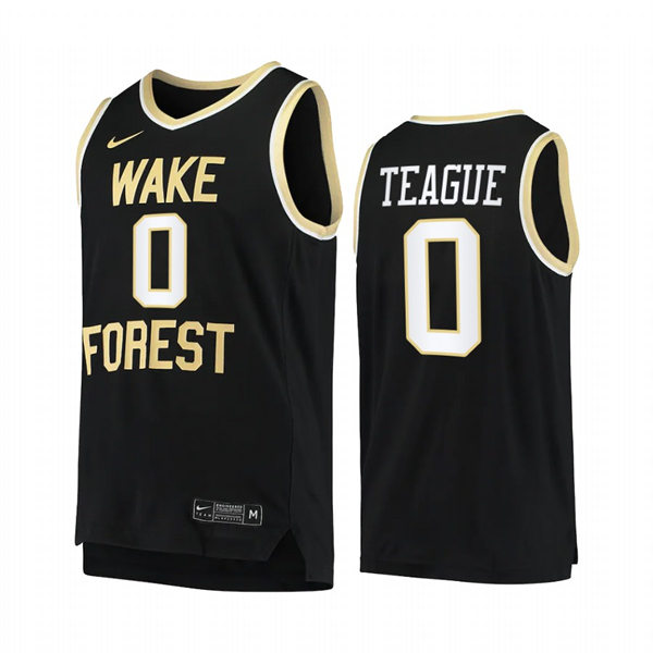 Mens Youth Wake Forest Demon Deacons #0 Jeff Teague Nike Black College Basketball Game Jersey