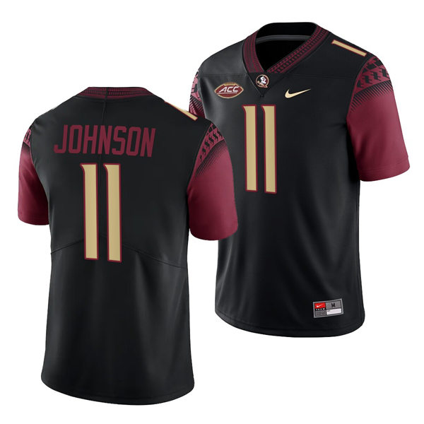 Men's Florida State Seminoles #11 Jermaine Johnson Nike Black College Football Game Jersey