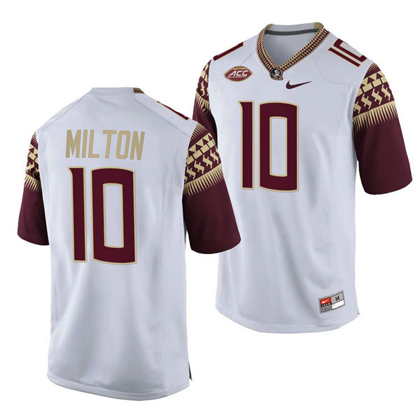 Mens Florida State Seminoles #10 McKenzie Milton Nike White College Football Game Jersey