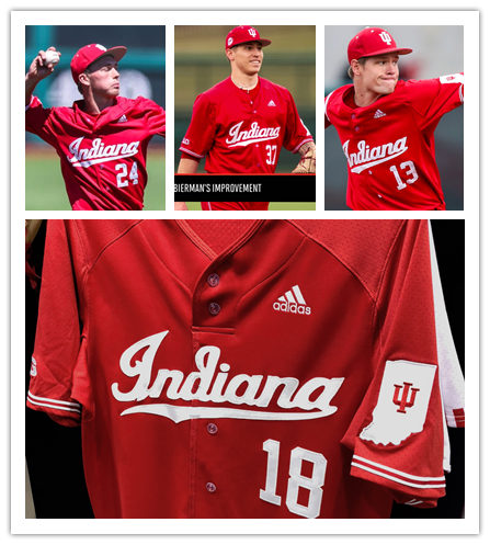 Mens Youth Indiana Hoosiers Custom adidas 2022 Crimson Button College Baseball Game Jersey