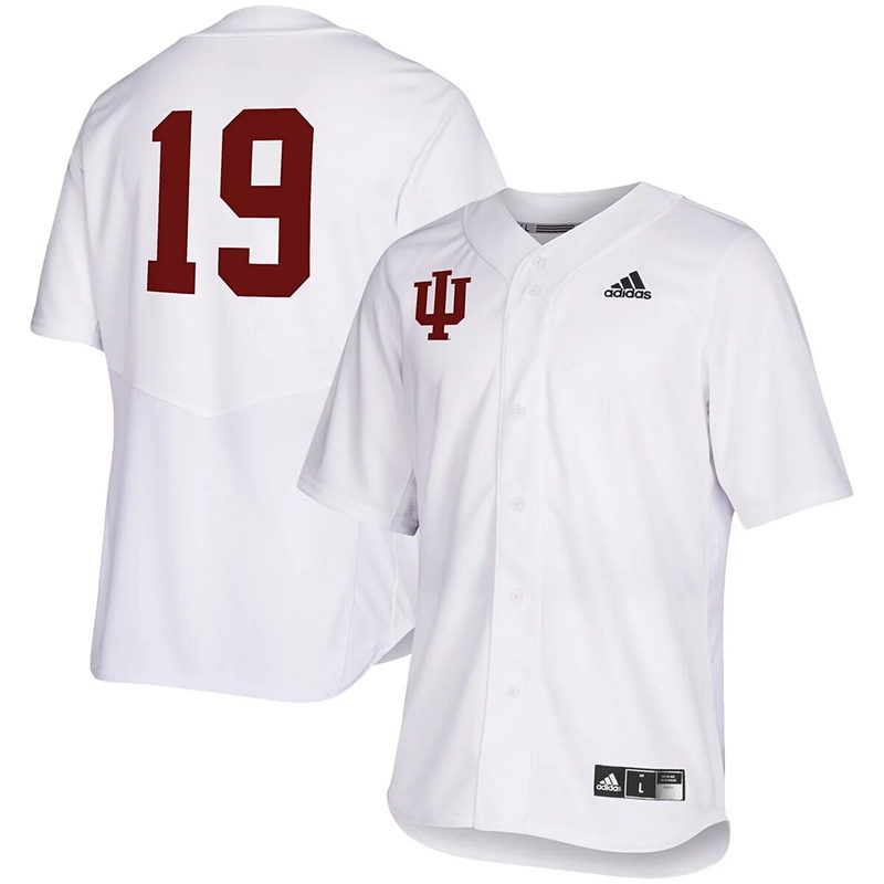 Mens Youth Indiana Hoosiers Custom  adidas White 2019 Retro Button College Baseball Jersey