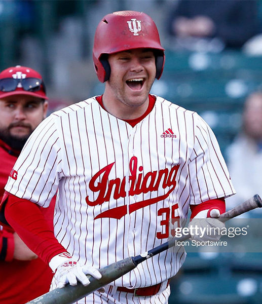 Mens Youth Indiana Hoosiers #35 Matthew Ellis adidas 2022 White Pinstripe Button Without Name College Baseball Game Jersey