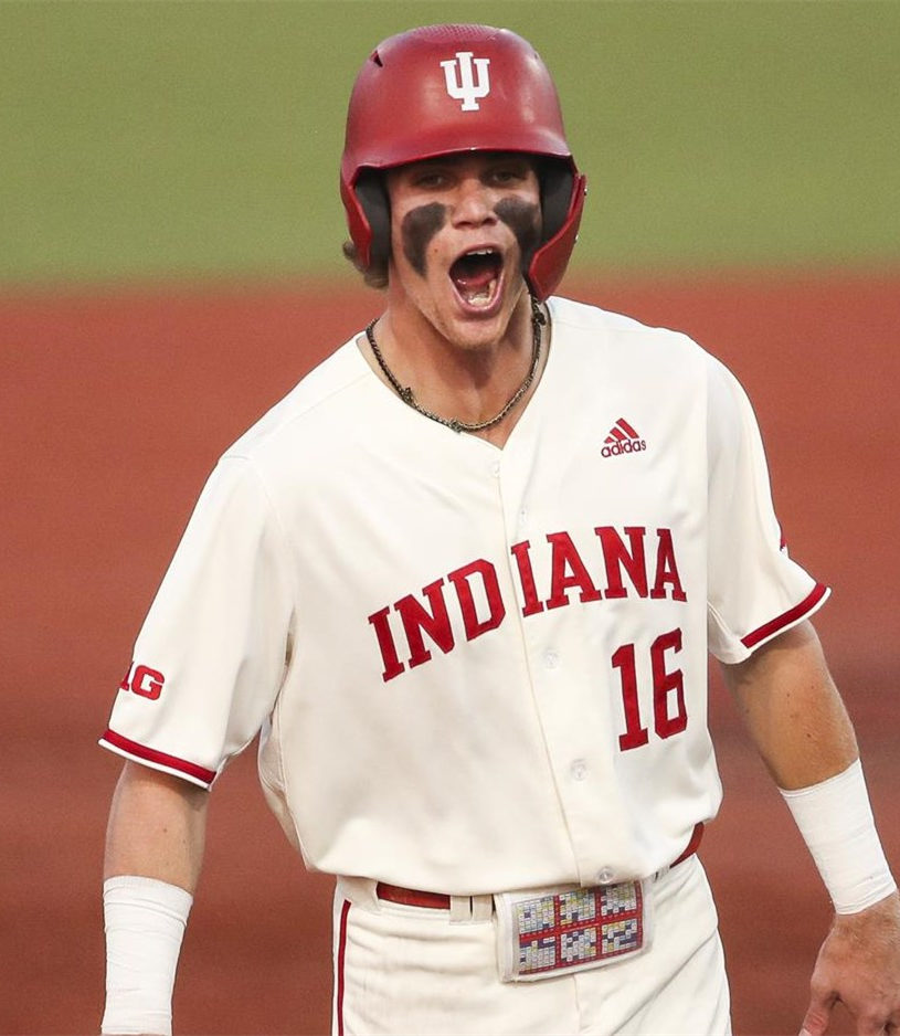 Mens Youth Indiana Hoosiers #16 Bobby Whalen adidas 2022 Cream Button Without Name College Baseball Game Jersey 