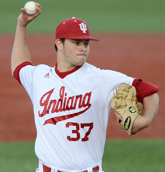 Mens Youth Indiana Hoosiers #37 Scott Effross 2020 adidas White Pullover Without Name College Baseball Game Jersey