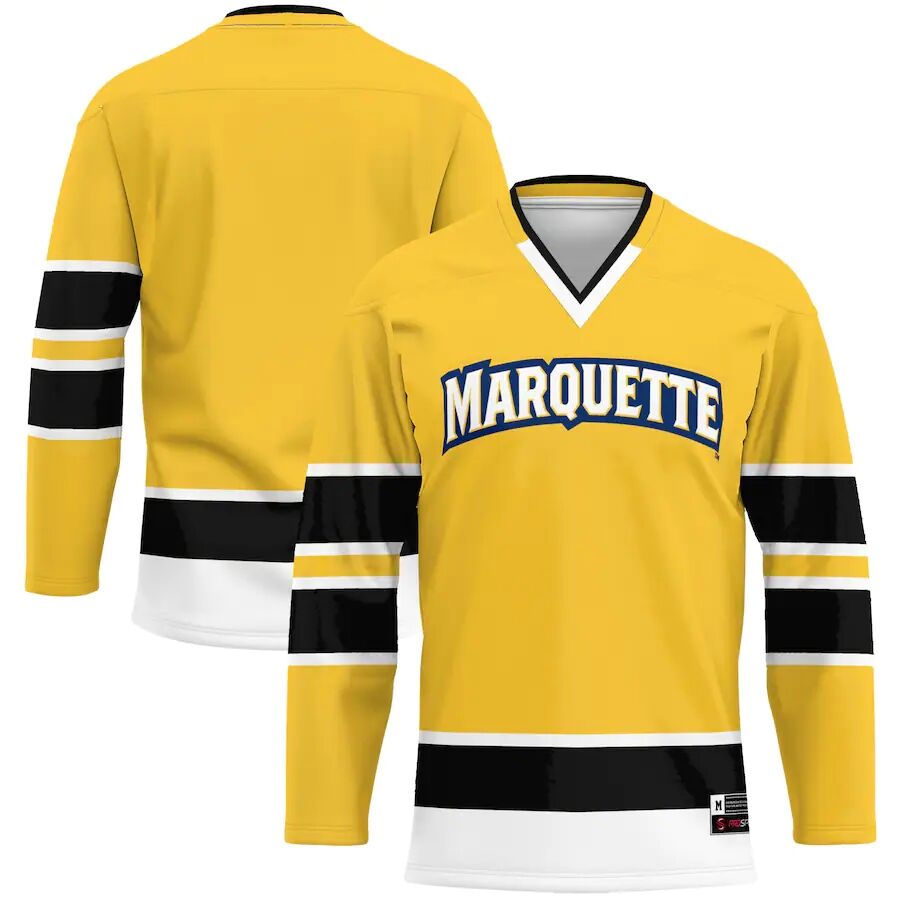 Mens Youth Marquette Golden Eagles Blank Gold Jordan Brand College Hockey Jersey