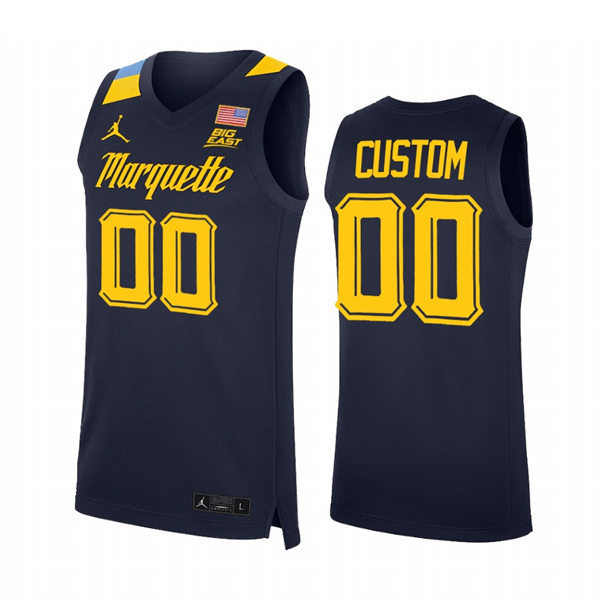 Mens Youth Marquette Golden Eagles Custom 2022 Navy College Basketball Game Jersey