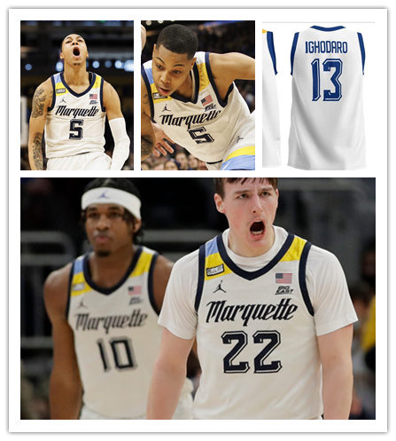Mens Youth Marquette Golden Eagles Custom White 2022 College Basketball Game Jersey