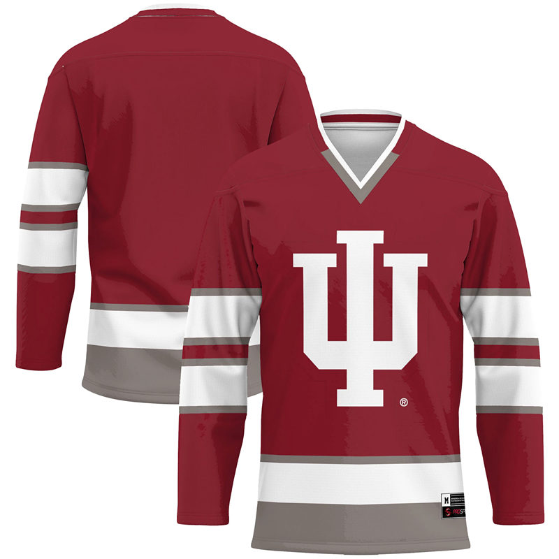 Mens Youth Indiana Hoosiers Custom Crimson Adidas College Hockey Jersey