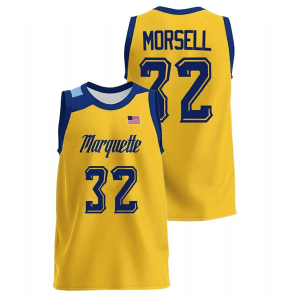 Mens Youth Marquette Golden Eagles #32 Darryl Morsell 2022 Gold College Basketball Game Jersey