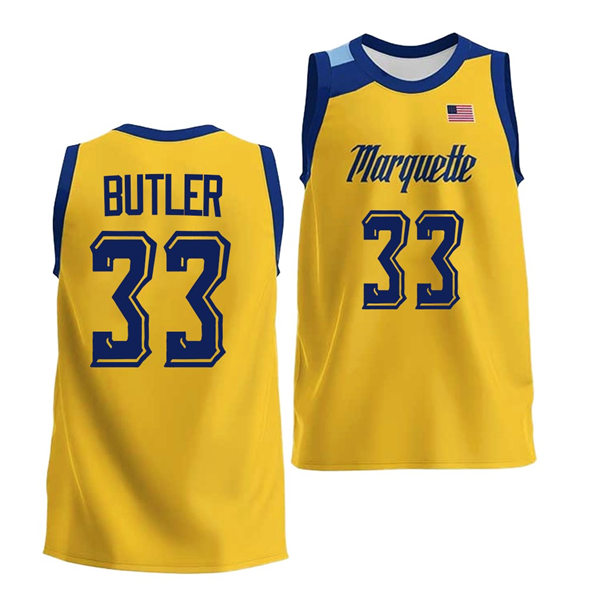 Mens Youth Marquette Golden Eagles #33 Jimmy Butler 2022 Gold College Basketball Game Jersey