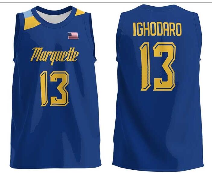 Mens Youth Marquette Golden Eagles #13 Oso Ighodaro 2022 Navy College Basketball Game Jersey