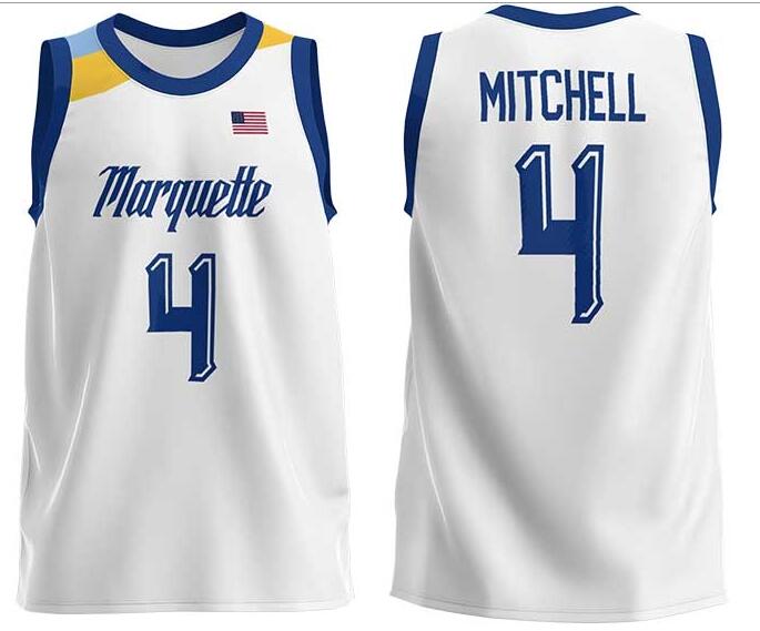 Mens Youth Marquette Golden Eagles #4 Stevie Mitchell 2022 College Basketball Game Jersey White