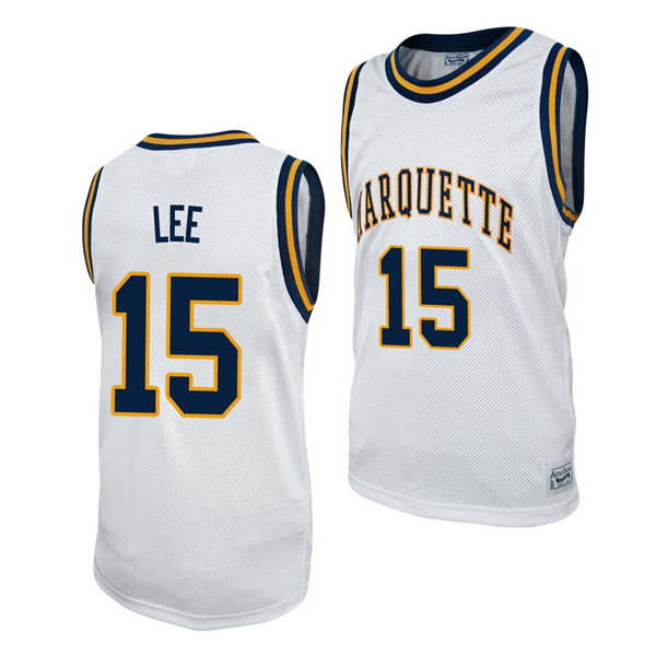 Mens Youth Marquette Golden Eagles #15 Butch Lee White Retro Commemorative Classic College Alumni Basketball Jersey