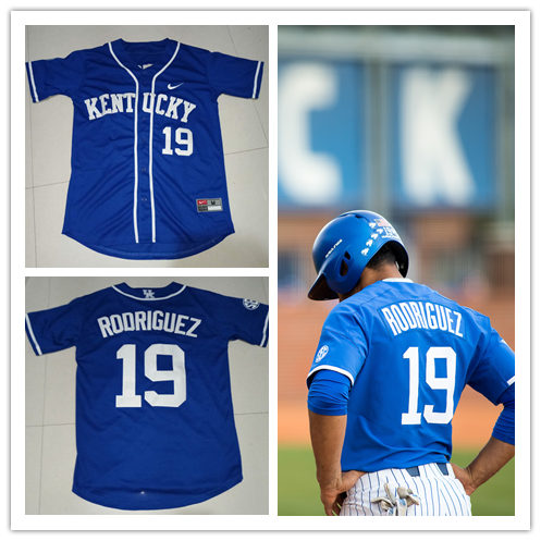 Men's Youth Kentucky Wildcats #19 Alex Rodriguez Nike 2017 Roayl Button College Baseball Game Jersey