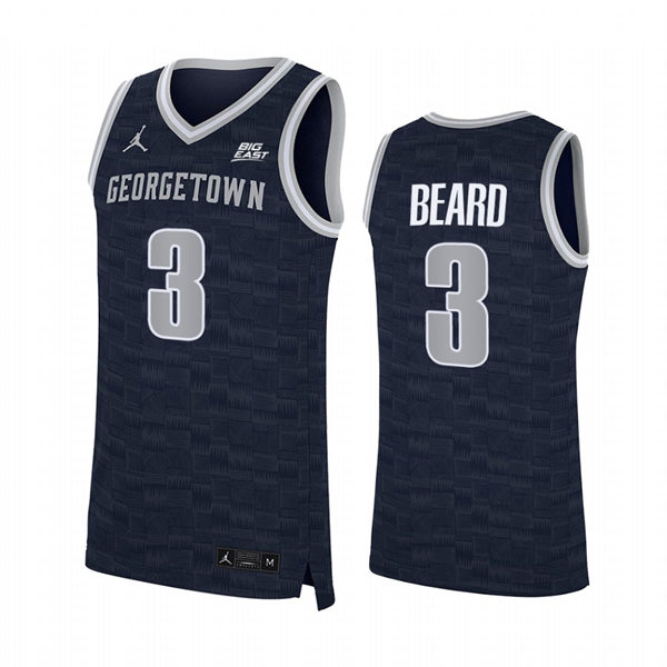 Men's Youth Georgetown Hoyas #3 Tyler Beard 2022 Navy College Basketball Game Jersey