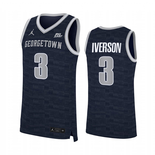 Mens Youth Georgetown Hoyas #3 Allen Iverson 2022 Navy College Basketball Game Jersey