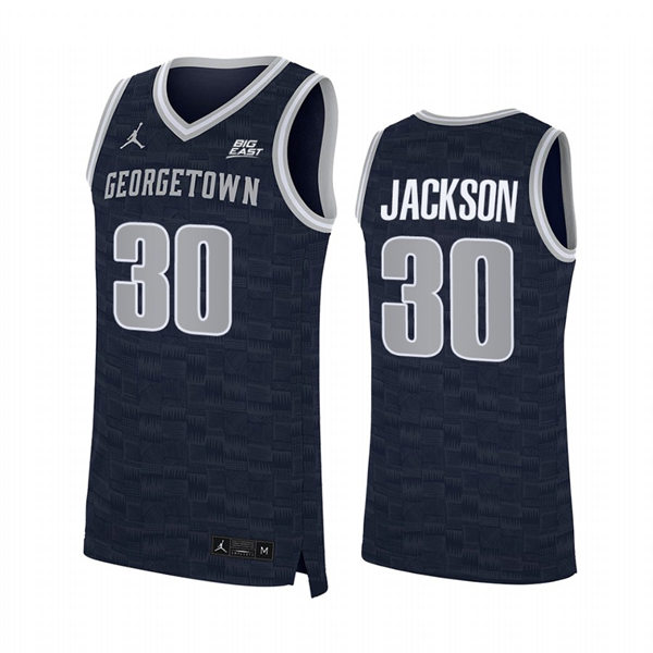 Mens Youth Georgetown Hoyas #30 Michael Jackson 2022 Navy College Basketball Game Jersey