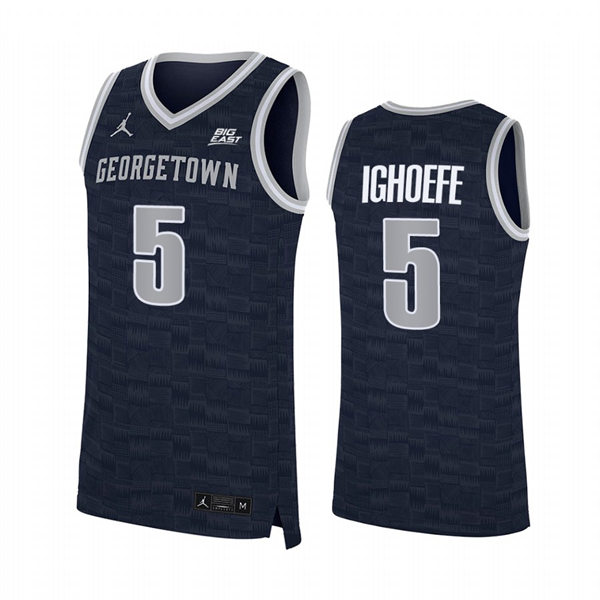 Mens Youth Georgetown Hoyas #5 Timothy Ighoefe 2022 Navy College Basketball Game Jersey