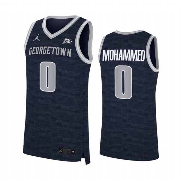Mens Youth Georgetown Hoyas #0 Aminu Mohammed 2022 Navy College Basketball Game Jersey