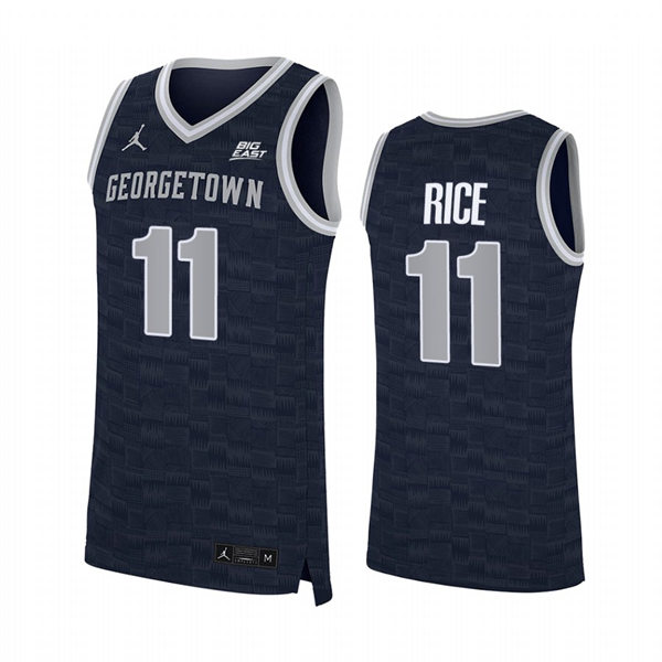 Men's Youth Georgetown Hoyas #11 Kaiden Rice 2022 Navy College Basketball Game Jersey