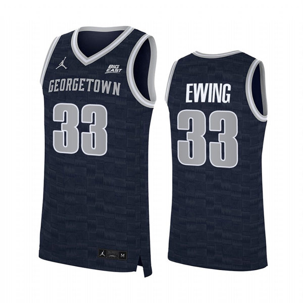 Mens Youth Georgetown Hoyas #33 Patrick Ewing 2022 Navy College Basketball Game Jersey