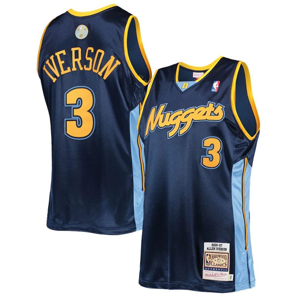 Mens Denver Nuggets #3 Allen Iverson Mitchell & Ness Navy 2006 Hardwood Classics Jersey 