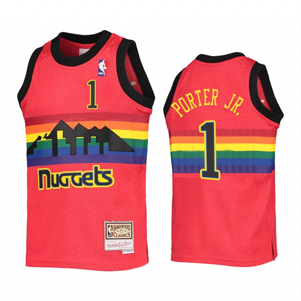 Mens Denver Nuggets #1 Michael Porter Jr. Mitchell & Ness Red 1991-92 Reload Hardwood Classics Jersey