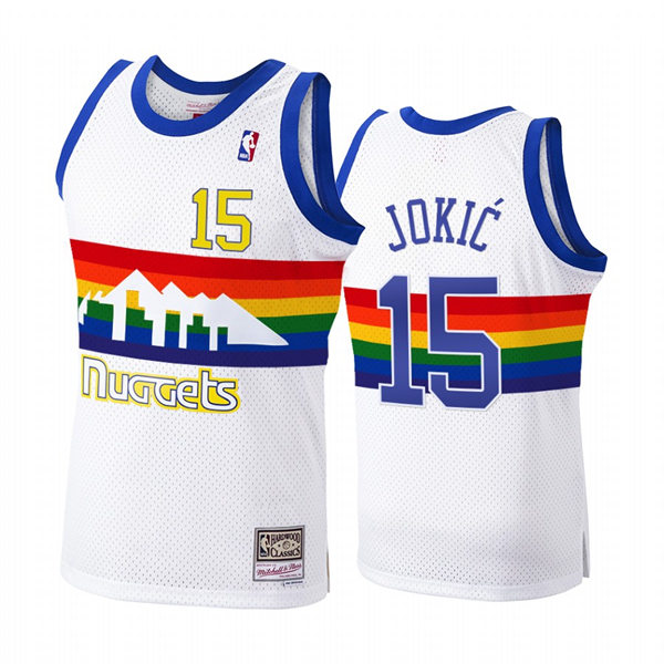 Mens Denver Nuggets #15 Nikola Jokic Mitchell & Ness White 1991-92 Reload Hardwood Classics Jersey