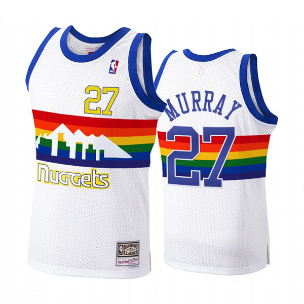 Mens Denver Nuggets #27 Jamal Murray Mitchell & Ness White 1991-92 Reload Hardwood Classics Jersey