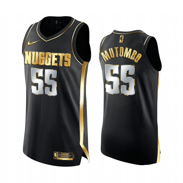 Mens Denver Nuggets #55 Dikembe Mutombo Nike 2021 Black Golden Edition Limited Jersey